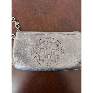 VTG Coach Audrey Wristlet Leather Silver Metallic Logo MINT